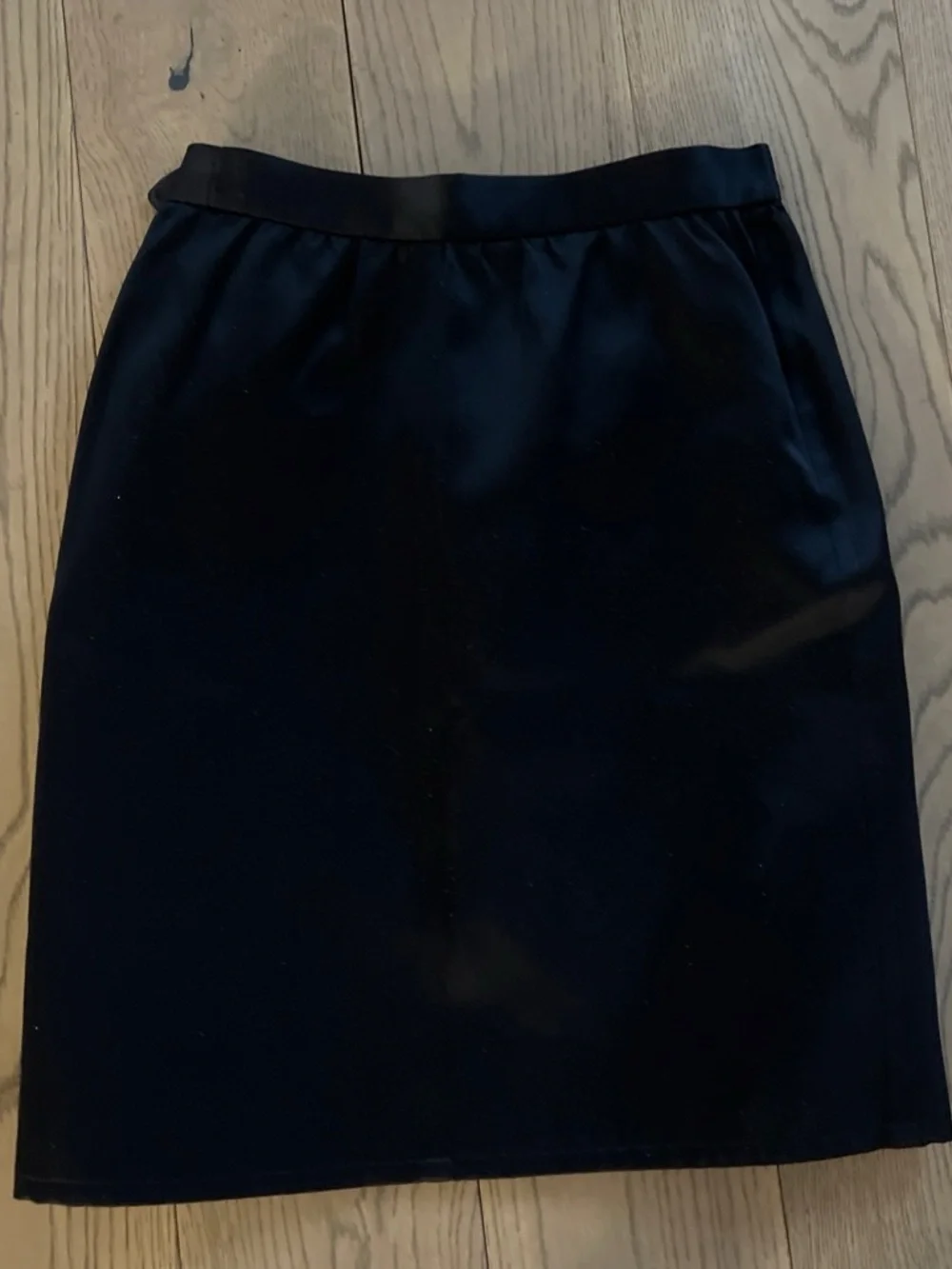 Black Saint Laurent Satin Midi Lined Skirt Size 34 Whimsy Goth Office Baddie